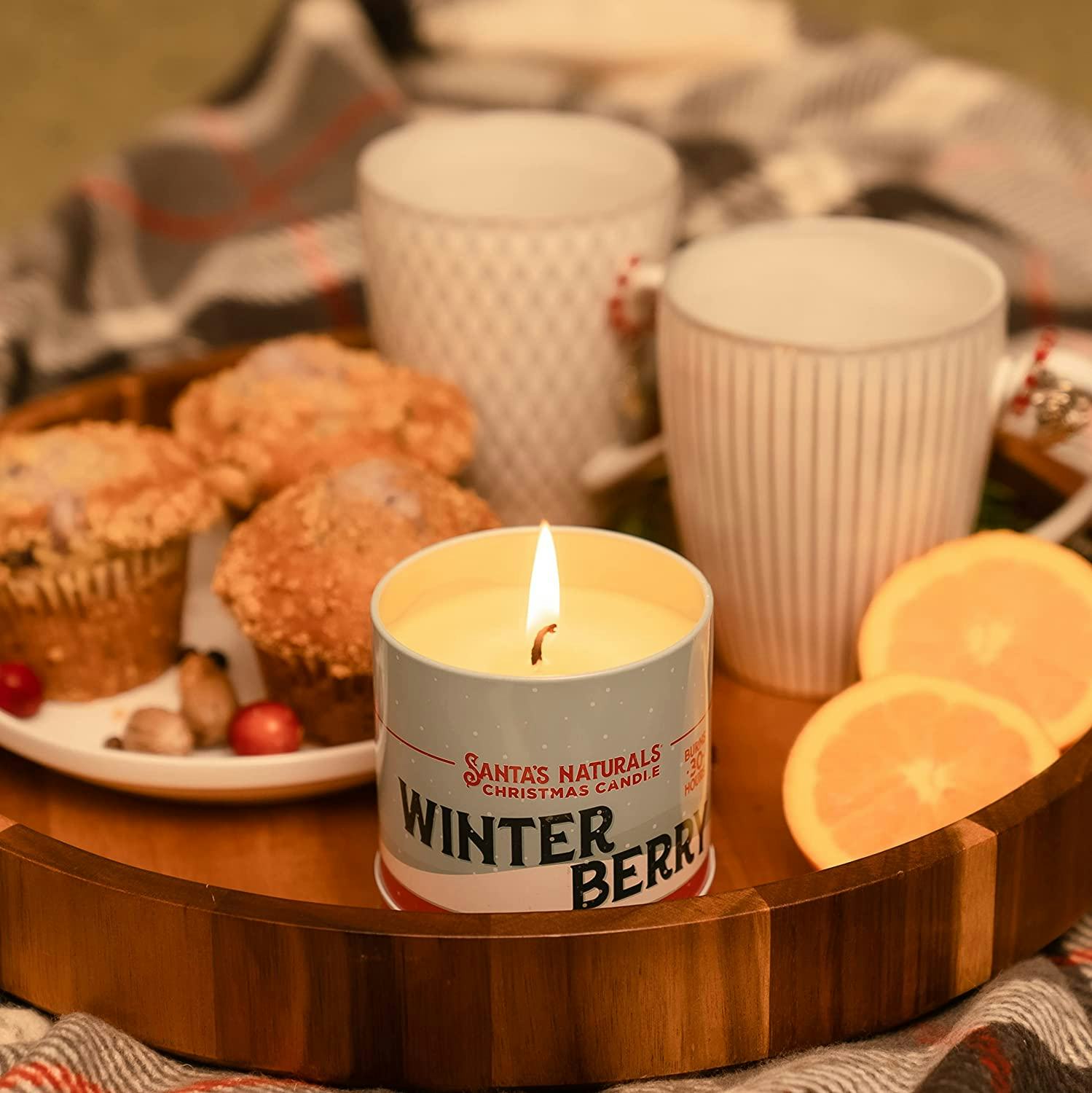 Santa&rsquo;s Naturals Winterberry Christmas Candle, 9 oz