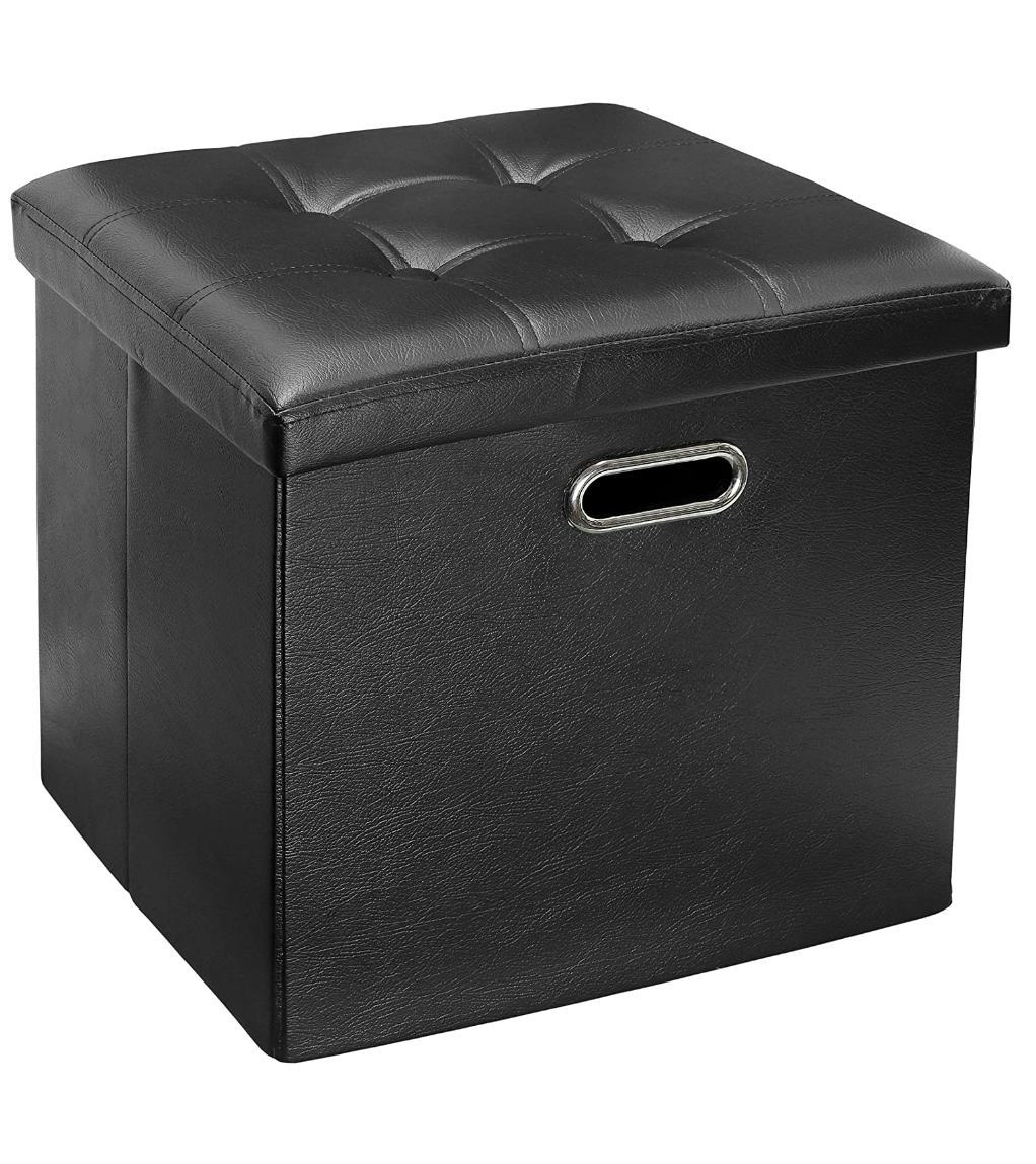 Greenco Faux Leather Tufted Ottoman Stool