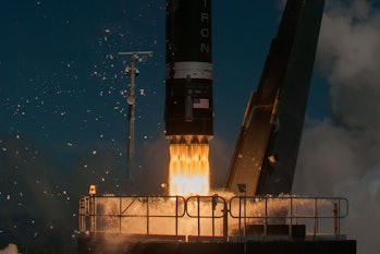 An image of the Rocket Lab Electron rocket launching.