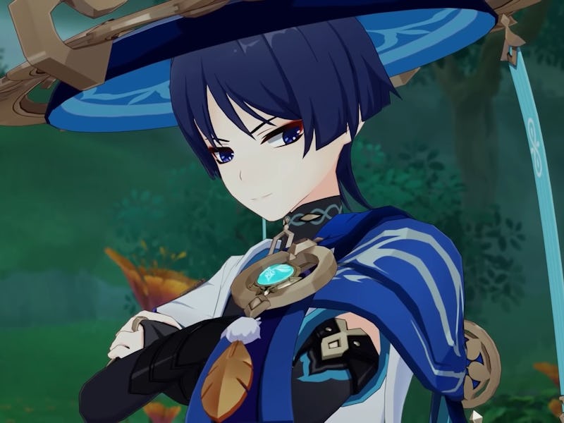 Scaramouche crossing his arms and smirking