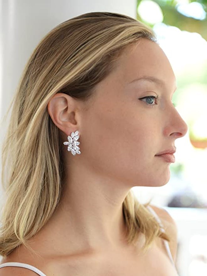 Mariell Bridal CZ Clip Earrings