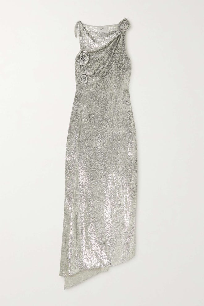 Coperni Appliquéd Metallic Fil Coupé Voile Dress