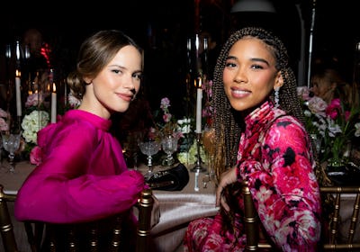 Halston Sage and Alexandra Shipp at the Roger Vivier dinner party.