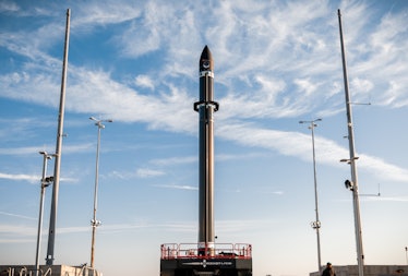 An image of the Rocket Lab reusable Electron rocket at LC-2.