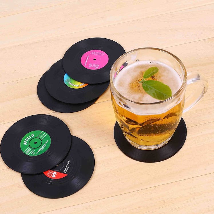 Ankzon Set of 6 Retro Vinyl Record Coasters