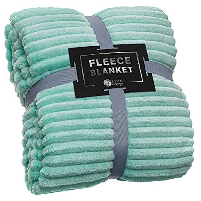 GREEN ORANGE Fleece Throw Blanket