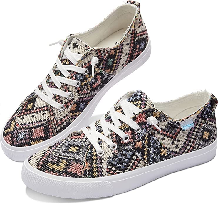 Obtaom Patterned Canvas Slip on Shoes