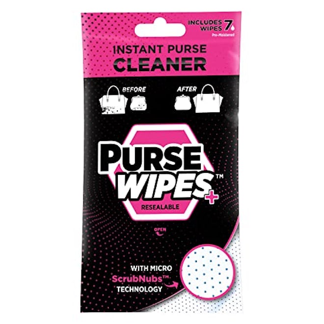 SneakERASERS PurseWIPES+, Travel Size Bag Cleaning Wet Wipes, Instant Purse Cleaner, 7 Wipes per Pac...
