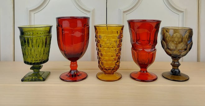 Vintage Colored Glass Goblets