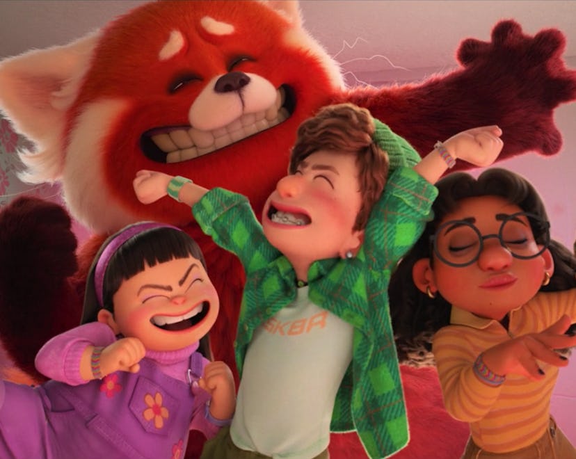 The characters from 'Turning Red' strike a pose.