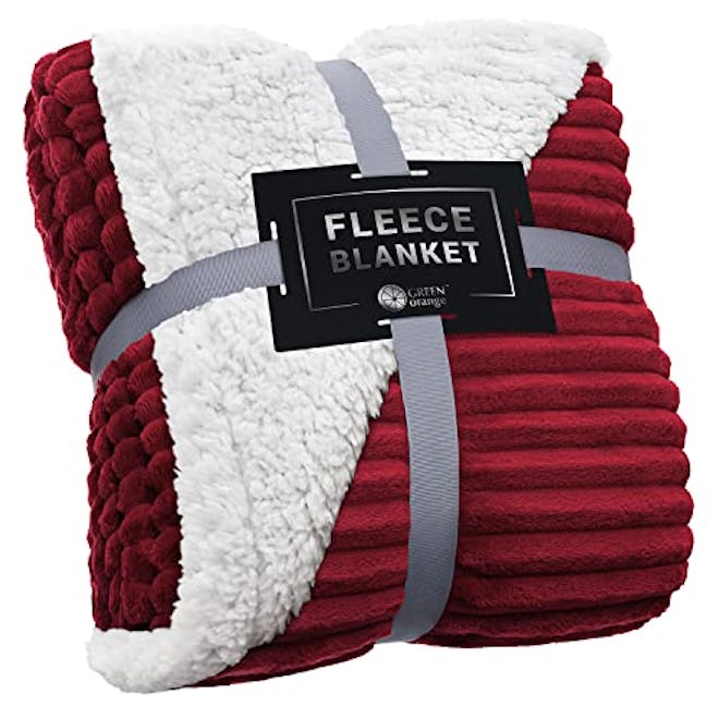 Sherpa Blanket Fleece Throw – 60x80, Red Wine – Soft, Plush, Fluffy, Warm, Cozy, Thick – Perfect for...