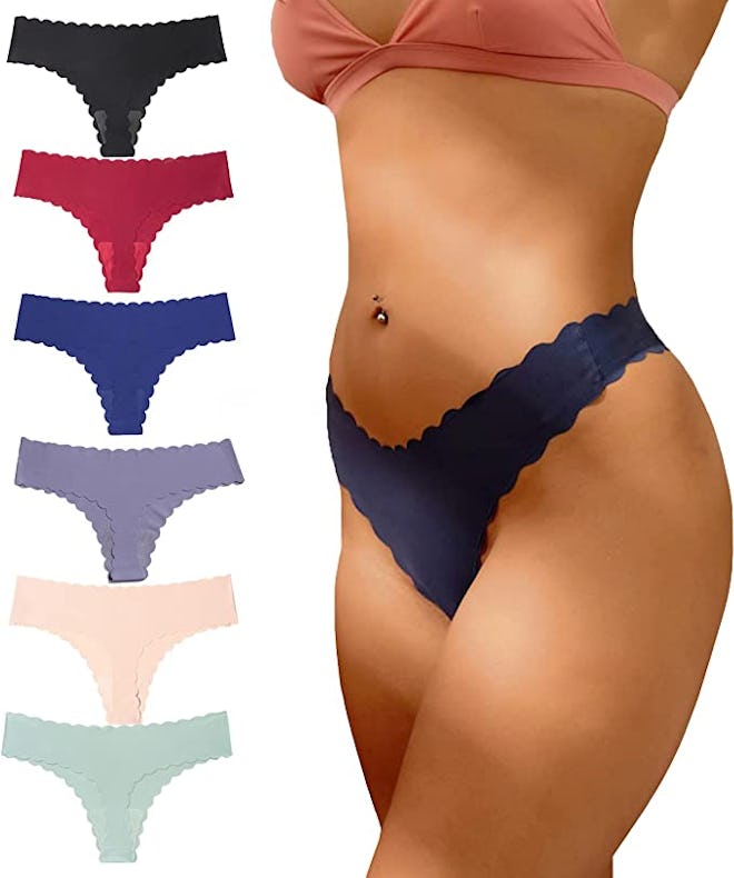 These scalloped thongs are great underwear for flat bottoms as they accentuate your bottom and stay ...