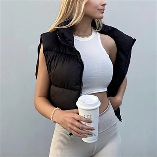 KEOMUD Crop Puffer Vest