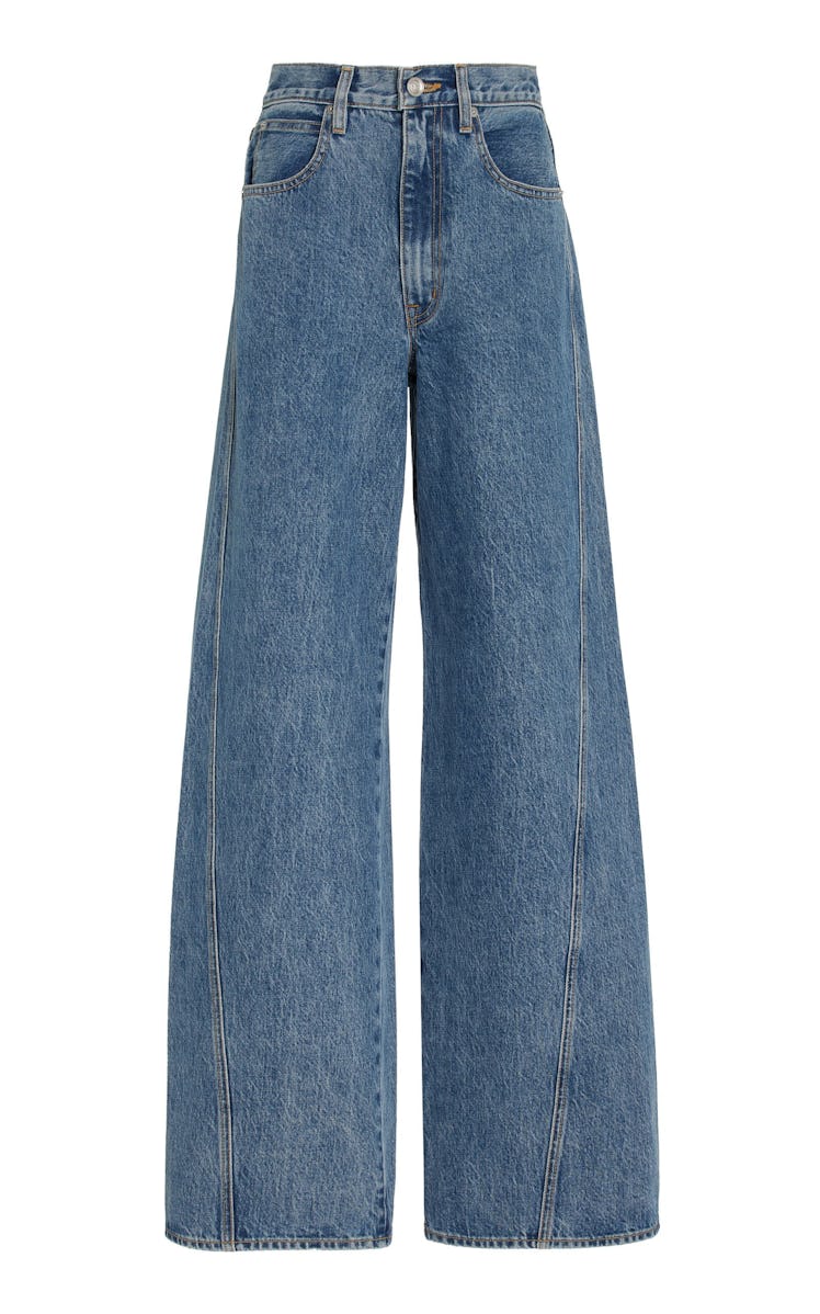 SLVRLAKE wide-leg medium-wash blue jeans