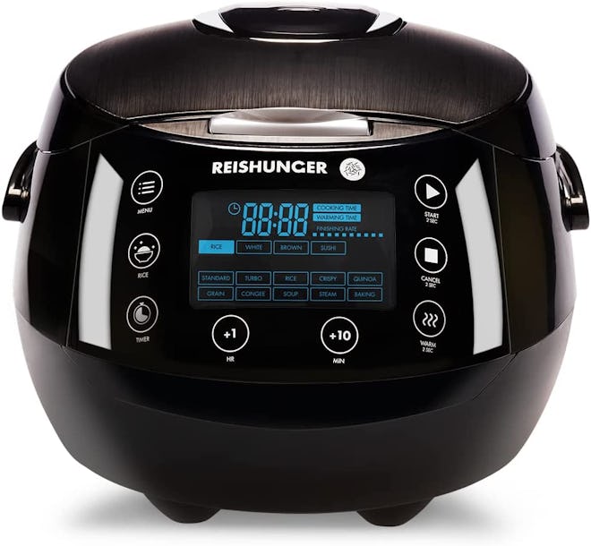 This digital rice cooker and steamer has a ceramic liner that's a good alternative to non-stick Tefl...