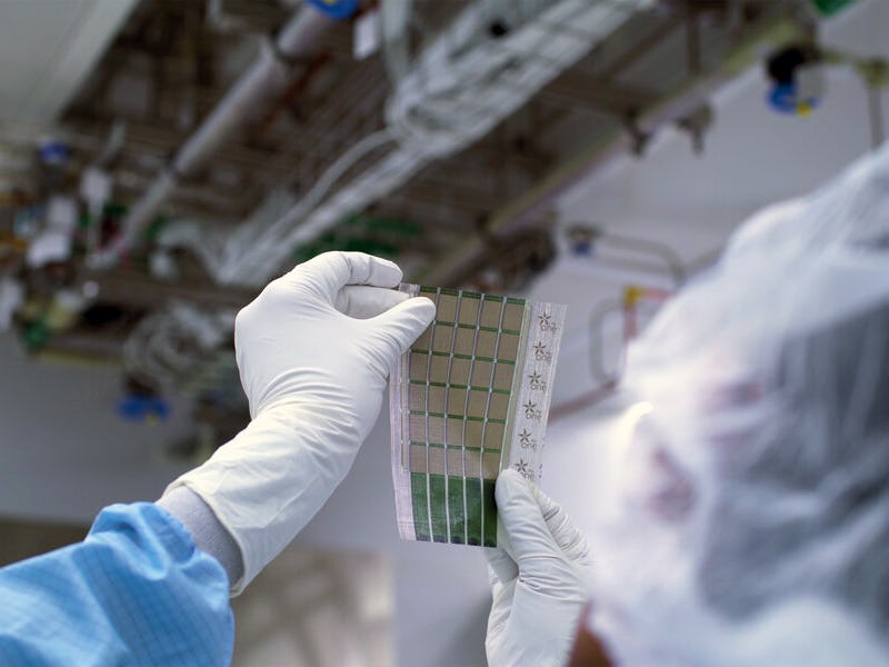 An image of the ultra-thin solar cells developed by MIT.