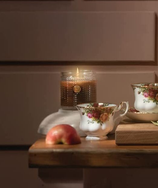 Aromatique Cinnamon Cider Textured Glass Candle, 6 oz