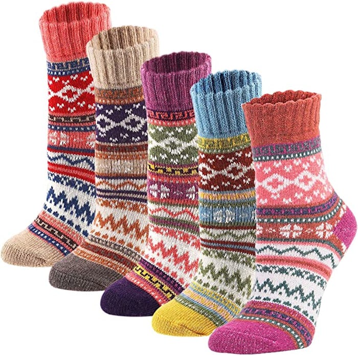 YZKKE Wool Crew Socks (5-Pack)