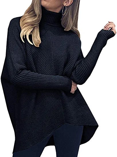 ANRABESS Turtleneck Long Batwing Sleeve Sweater