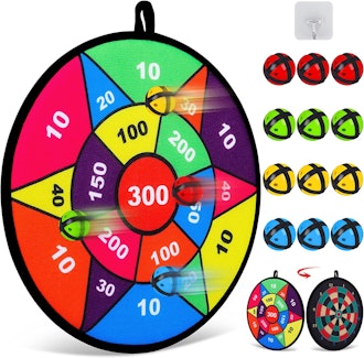 Hony Toy Sports Double Sided Dart Board with 12 Sticky Balls