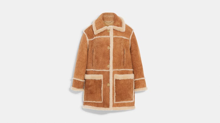 Coach light brown shearling coat