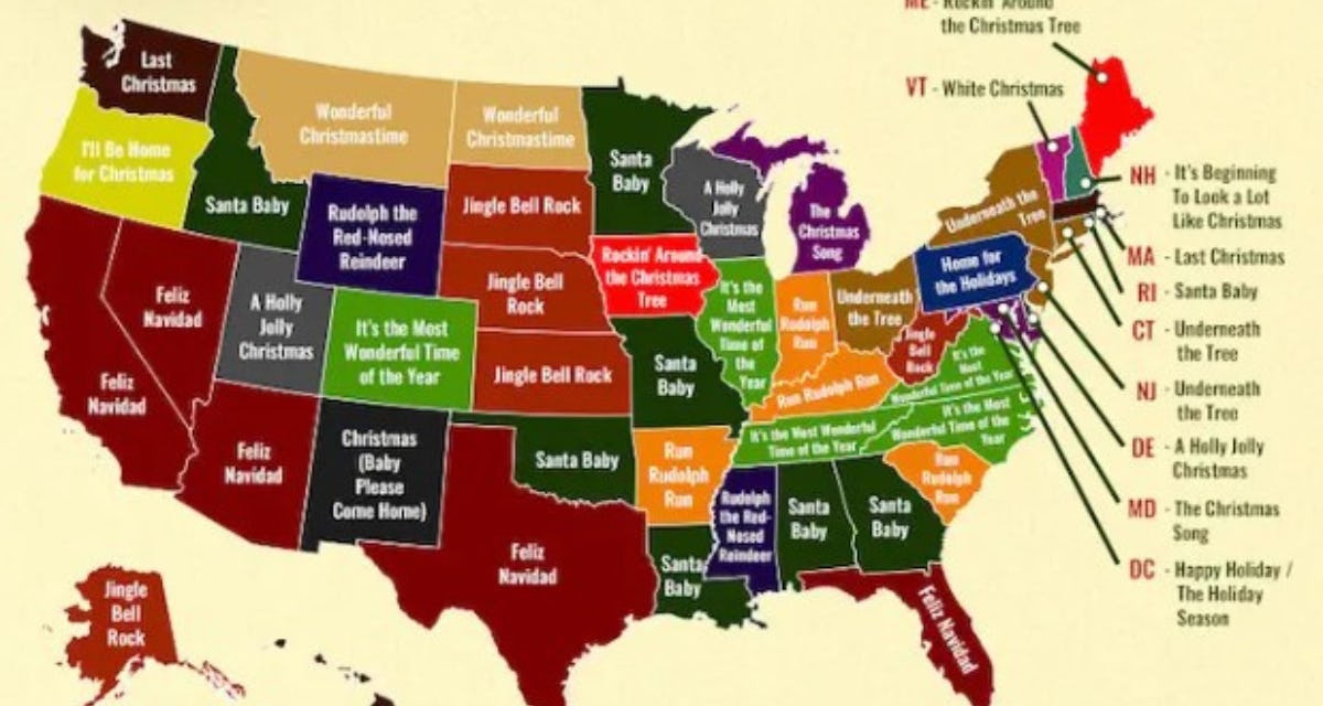 This Map Shows The Most Popular Christmas Songs In Every State Music