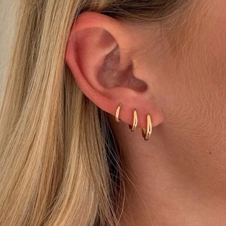 FAMARINE Gold Plated Huggie Hoop Earrings (3 Pairs)