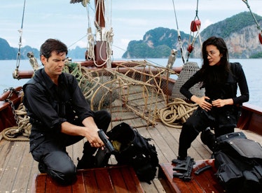 Pierce Brosnan as James Bond and Michelle Yeoh as Wai Lin in Tomorrow Never Dies