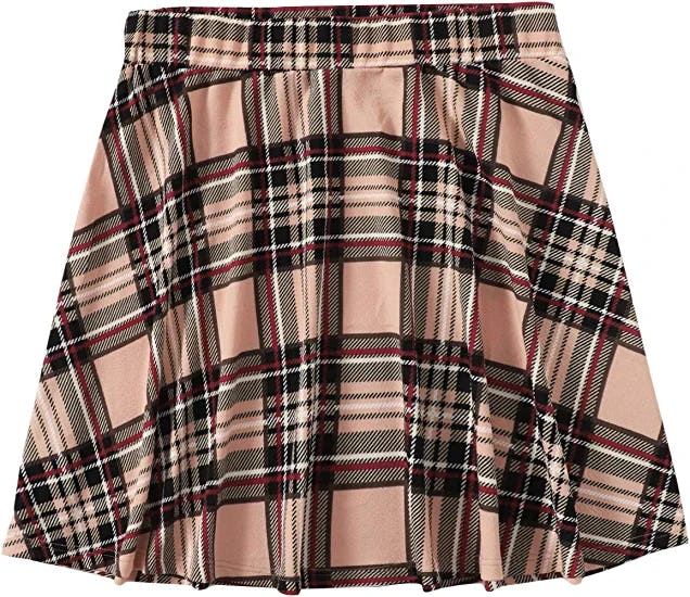Romwe Elastic Waist Flared Mini Skater Skirt