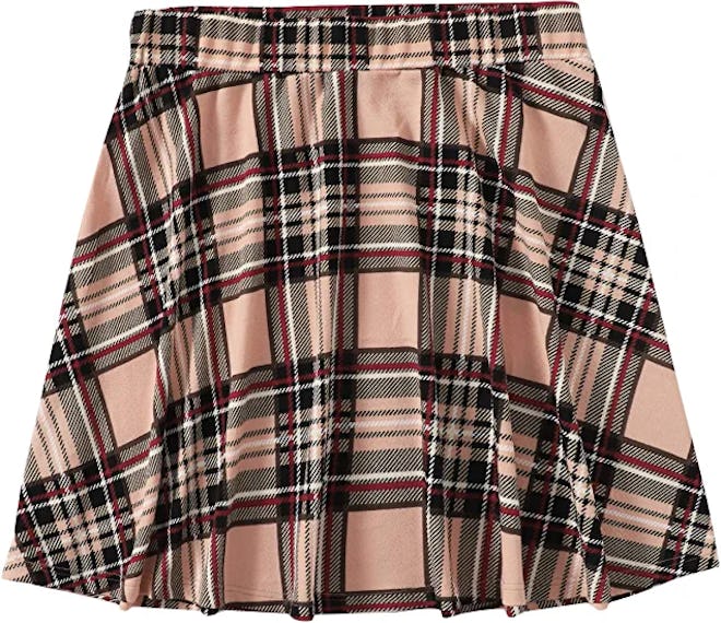Romwe Elastic Waist Flared Mini Skater Skirt