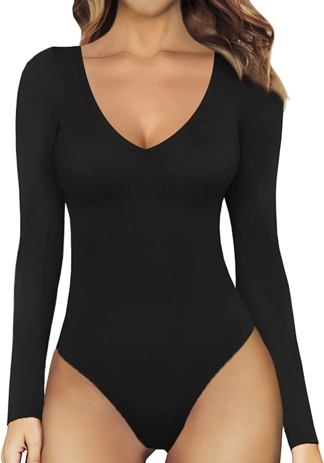MANGOPOP Deep V Neck Bodysuit