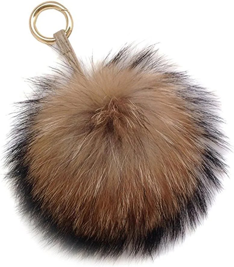Corleson 6" Fluffy Genuine Pom Pom Keychain