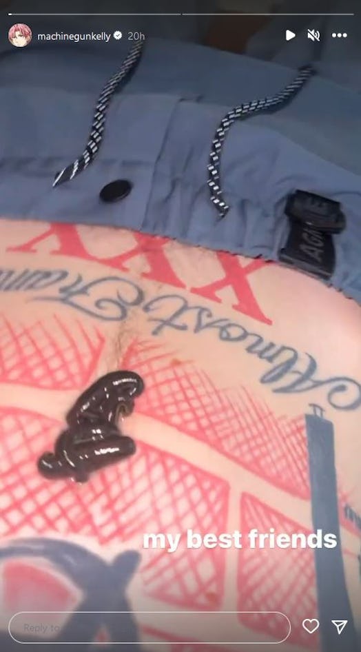 Machine Gun Kelly posted an Instagram photo showing himself with several leeches on his stomach.