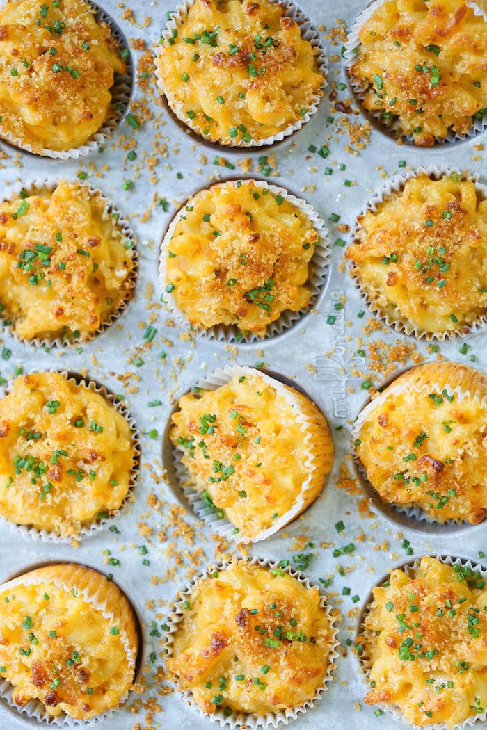 Baked mac and cheese cups, a kid-friendly Christmas appetizer