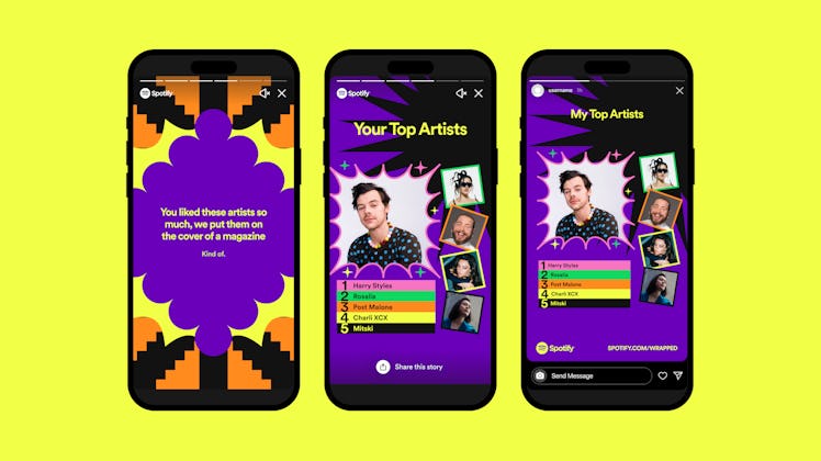 three-phone image of Spotify Wrapped