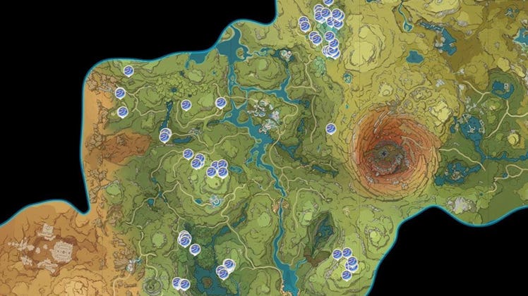 Rukkhashava Mushroom locations from Genshin Interactive Map