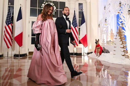 John Legend and Chrissy Teigen arrive at the Biden state dinner 