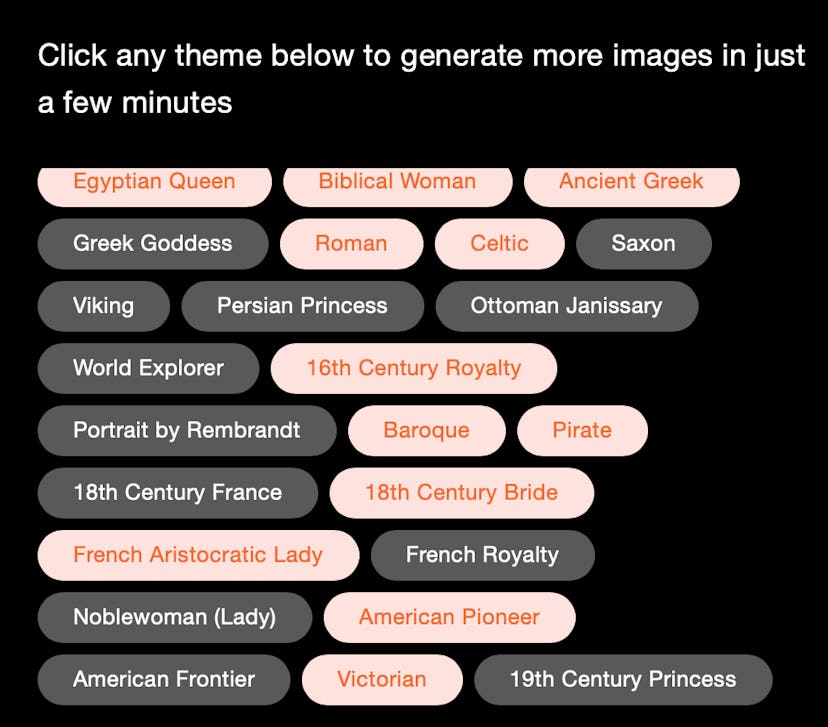 The MyHeritage AI Time Machine shows what you look like in different historical eras. 