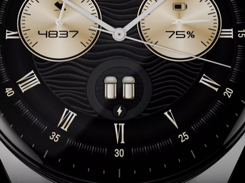 A closeup of the Huawei Watch Buds.