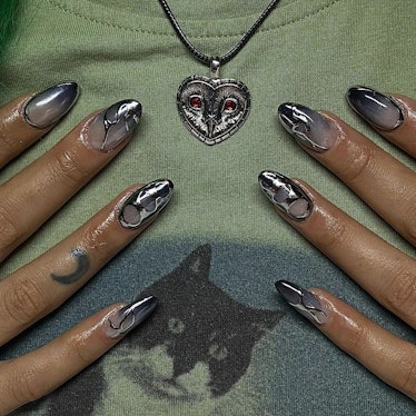 Black ombre and chrome nails