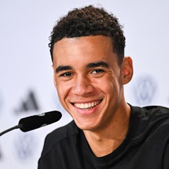 Jamal Musiala at the Fifa World Cup 2022 press conference in Germany