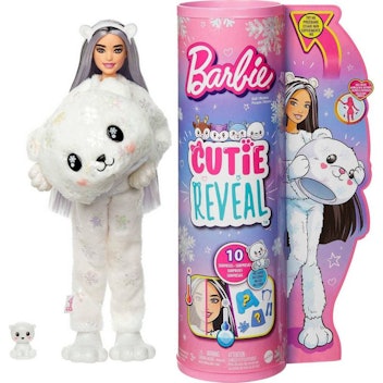 Barbie Cutie Reveal Snowflake Sparkle Doll With Polar Bear Plush Costume