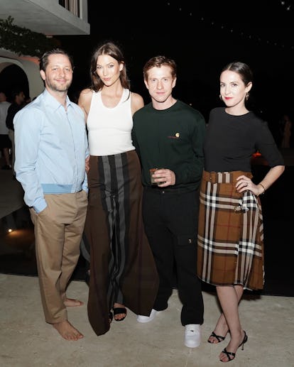 Derek Blasberg, Daniel Lee, Creative Director at Burberry, Karlie Kloss and Sara Moonves wear Burber...