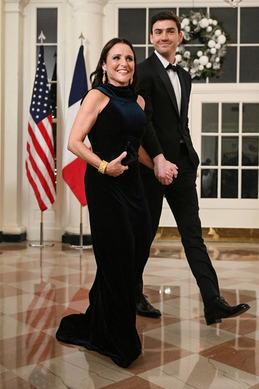 Julia Louis-Dreyfus and Charles Hall arrive at the Biden state dinner