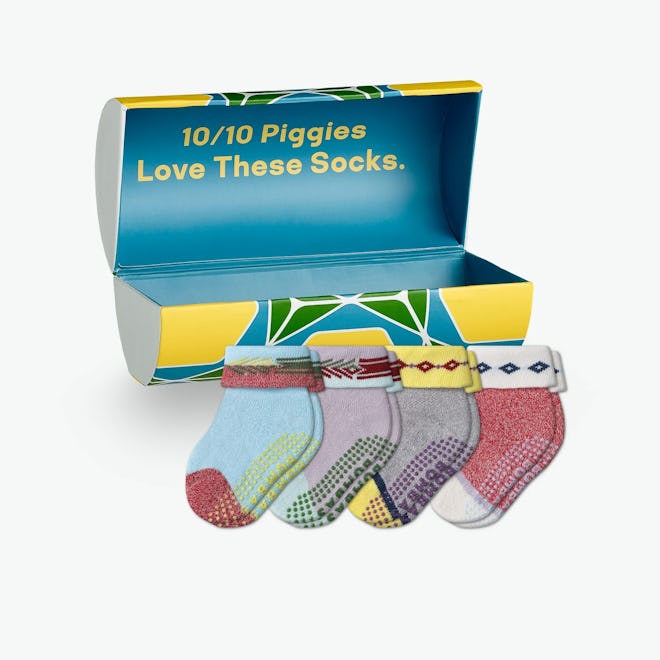 Baby Gripper Socks 4-Pack Gift Box (6-12 Months)