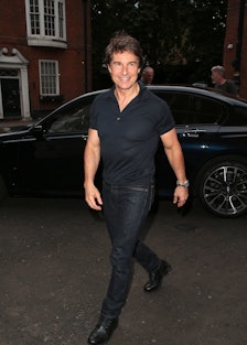 Tom Cruise seen on a night out at The Twenty Two restaurant on July 25, 2022 in London, England.