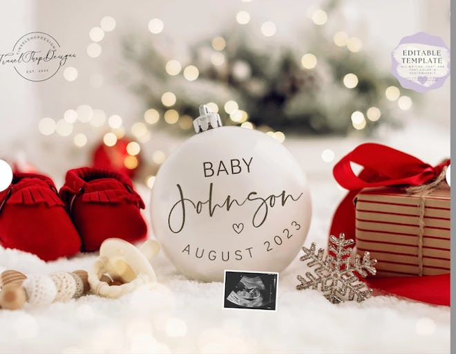 Christmas Digital Pregnancy Announcement for a holiday baby announcement