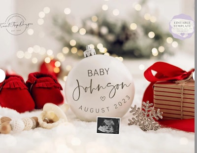 Christmas Digital Pregnancy Announcement for a holiday baby announcement