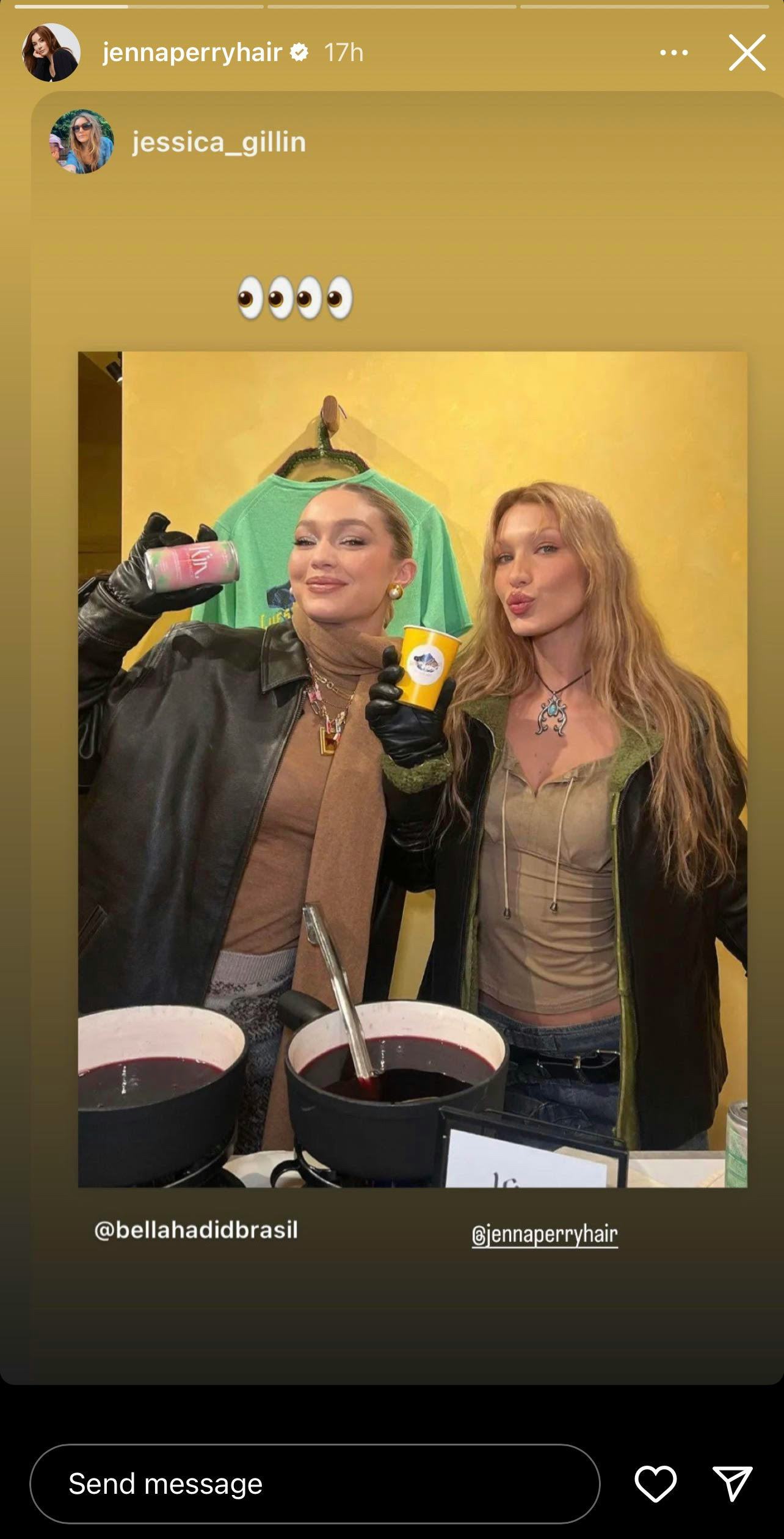 Bella Hadid debuted honey blonde hair in December 2022. Her hair colorist, Jenna Perry, is calling t&hellip;