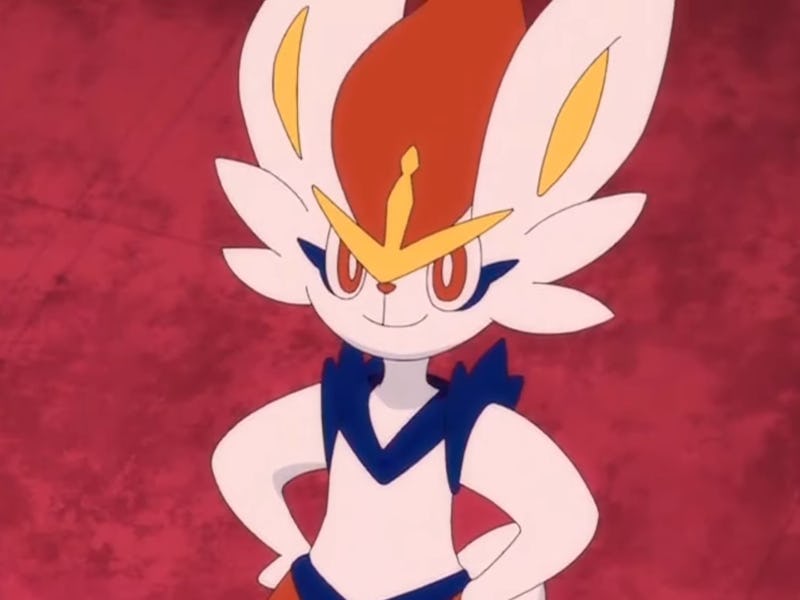 Cinderace from anime with hands on its hips